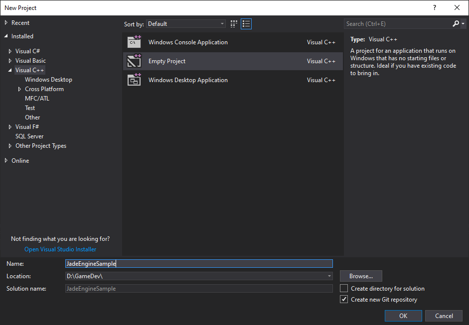 Creating Empty VS project